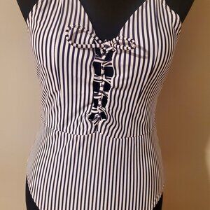 Swimsuit by Cupshe  Black & White Stripe 1-piece